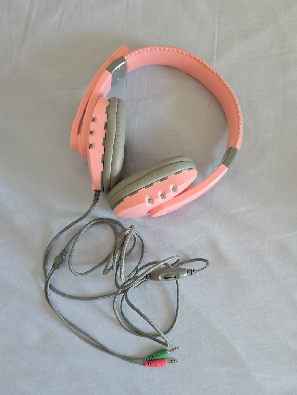 Orzly Pink Over-Ear Wired Headphones with Volume Control Wheel